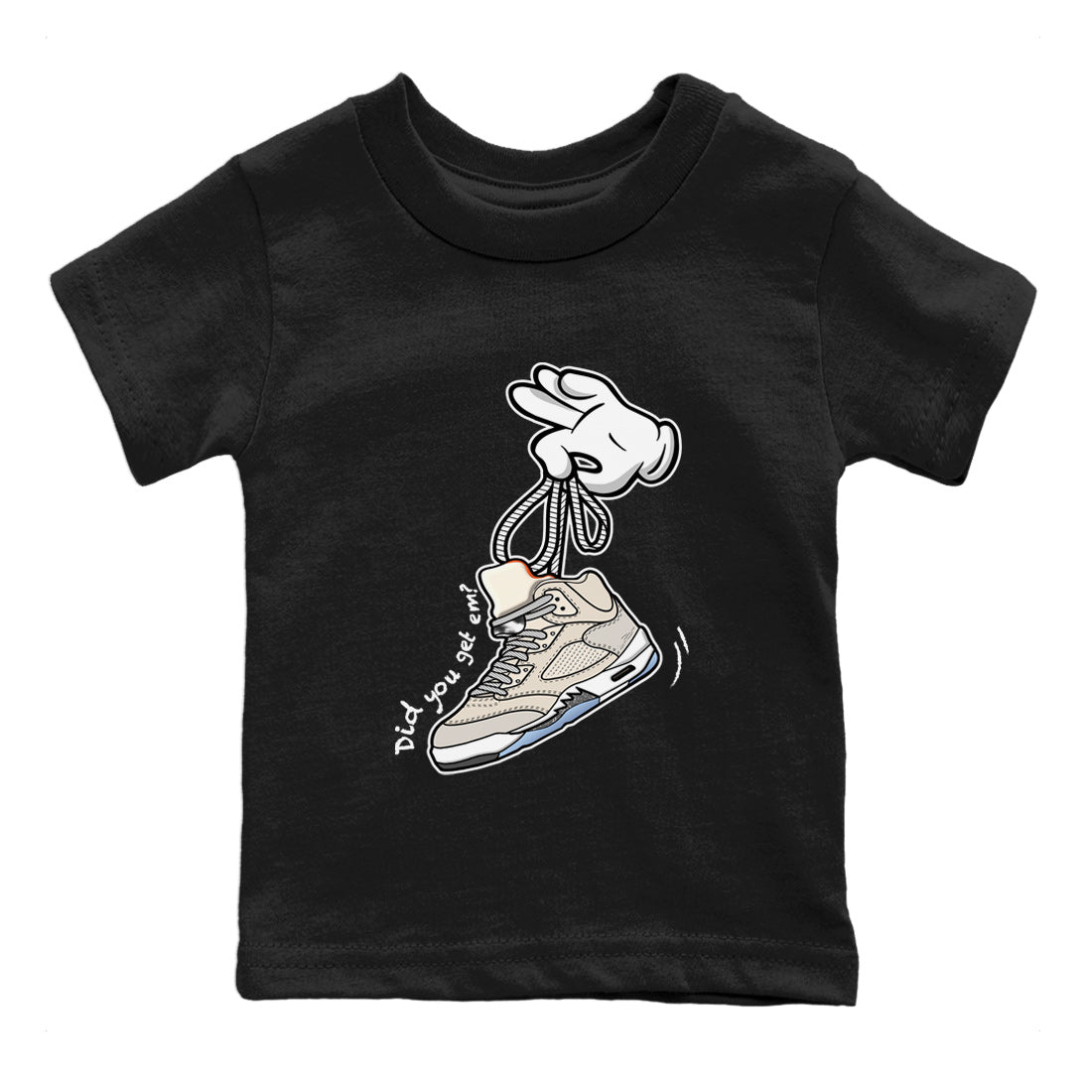 Air Jordan 5 Craft Sneaker Match Tees Cartoon Hands Sneaker Tees Air Jordan 5 Retro Craft Tees Kids Shirts Black 2