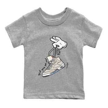Air Jordan 5 Craft Sneaker Match Tees Cartoon Hands Sneaker Tees Air Jordan 5 Retro Craft Tees Kids Shirts Heather Grey 2