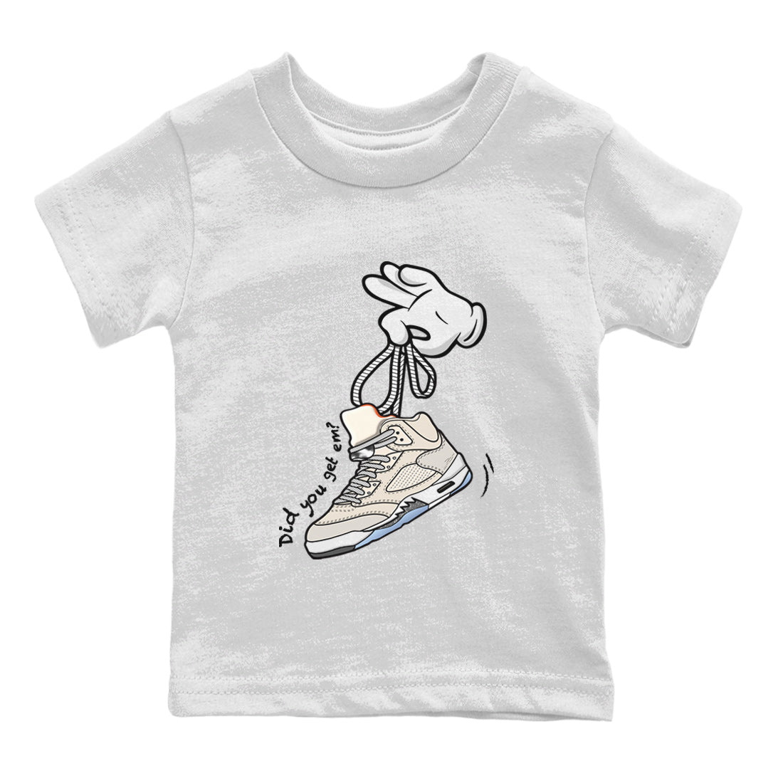 Air Jordan 5 Craft Sneaker Match Tees Cartoon Hands Sneaker Tees Air Jordan 5 Retro Craft Tees Kids Shirts White 2