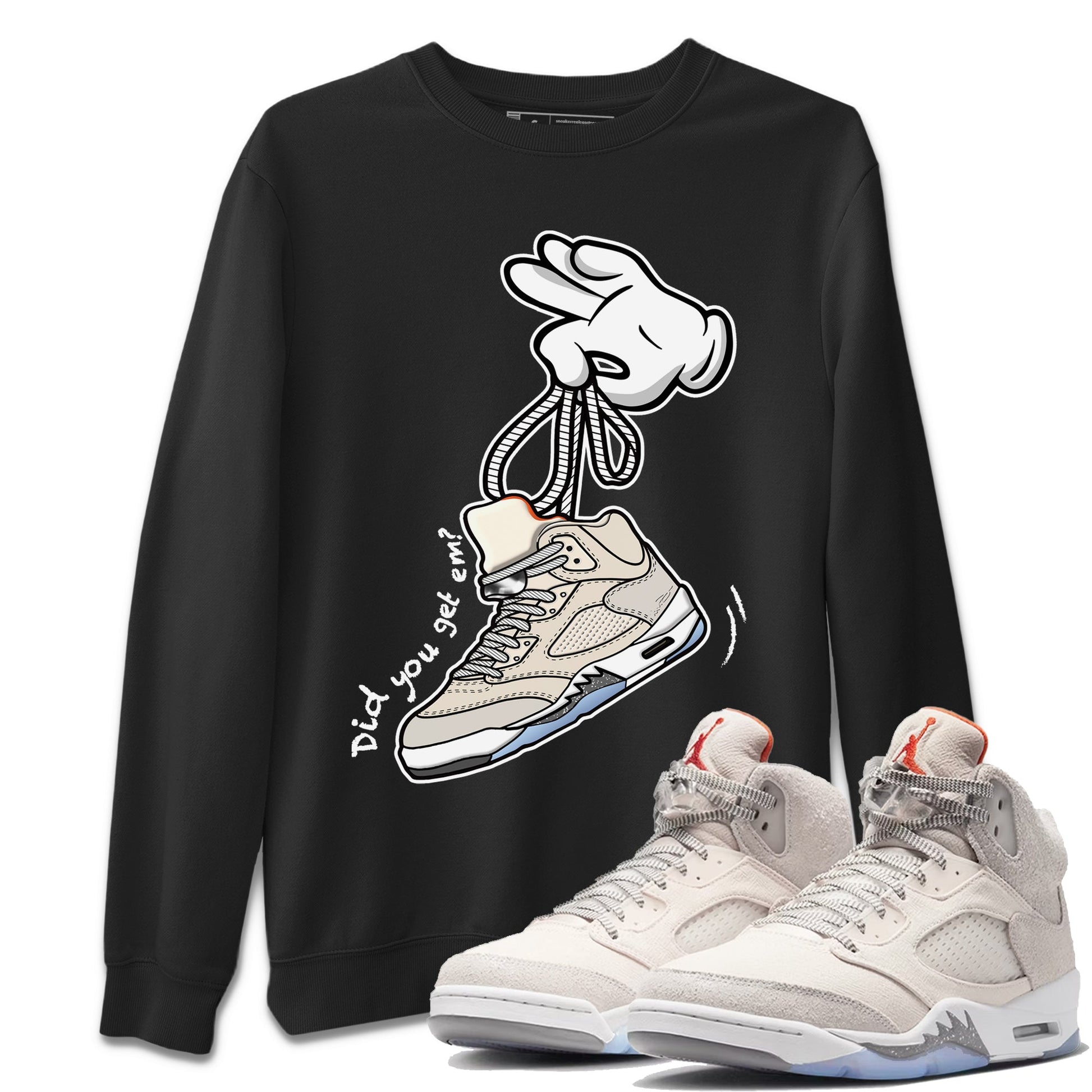 Air Jordan 5 Craft Sneaker Match Tees Cartoon Hands Sneaker Tees Air Jordan 5 Retro Craft Tees Unisex Shirts Black 1