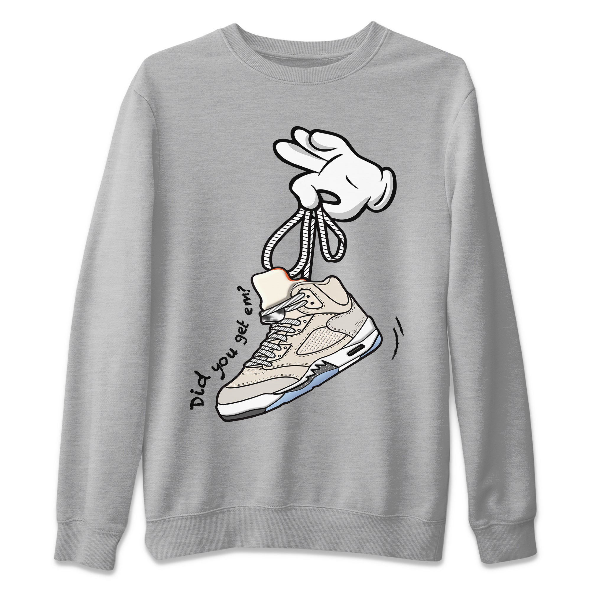 Air Jordan 5 Craft Sneaker Match Tees Cartoon Hands Sneaker Tees Air Jordan 5 Retro Craft Tees Unisex Shirts Heather Grey 2