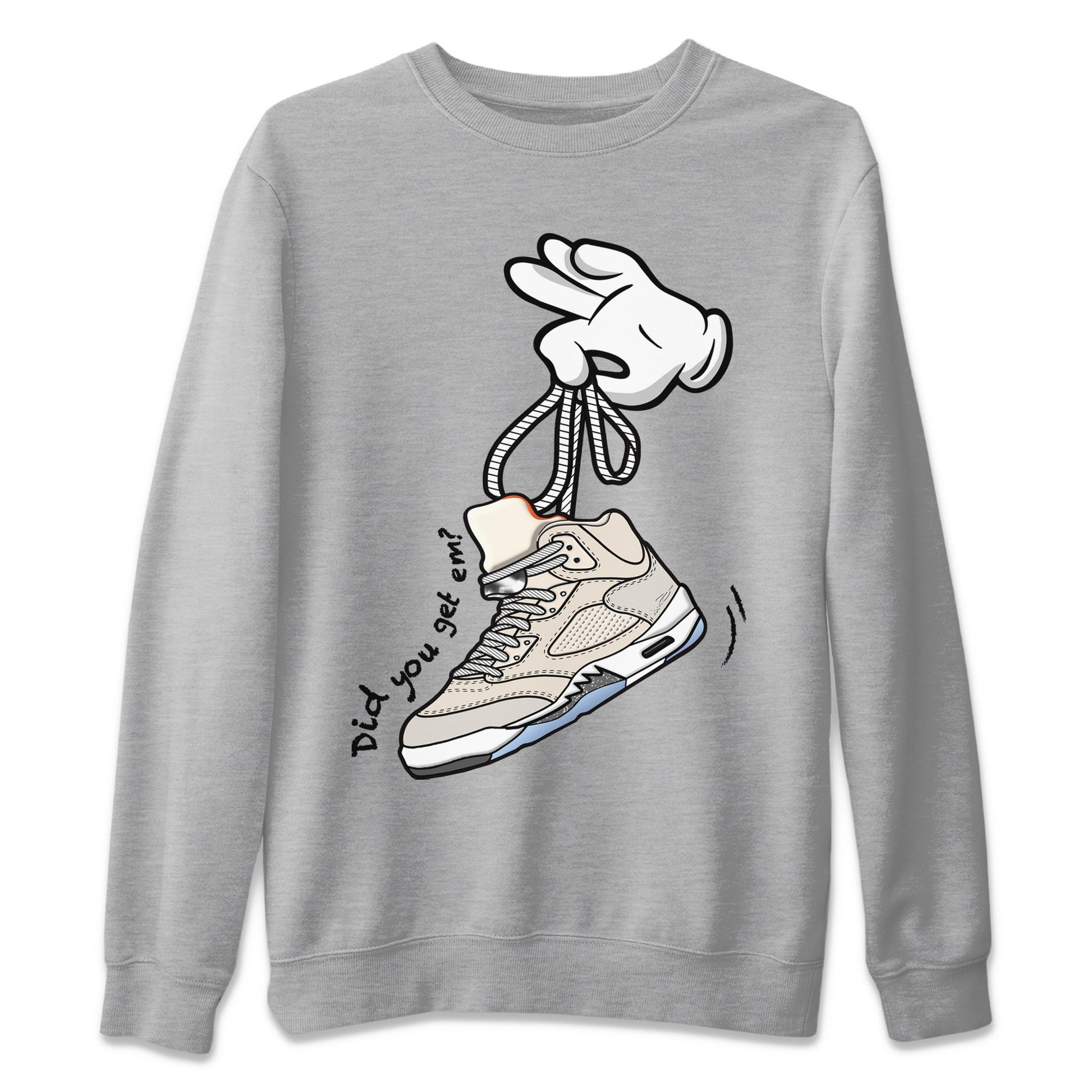 Air Jordan 5 Craft Sneaker Match Tees Cartoon Hands Sneaker Tees Air Jordan 5 Retro Craft Tees Unisex Shirts Heather Grey 2
