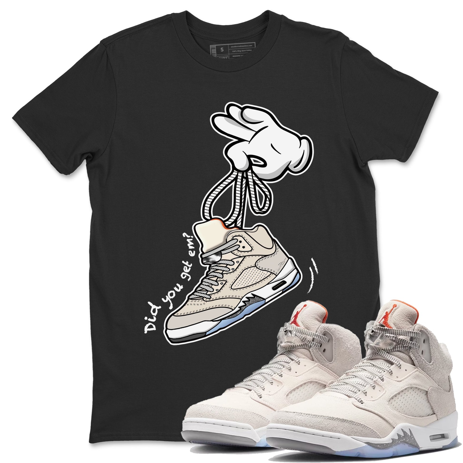 Air Jordan 5 Craft Sneaker Match Tees Cartoon Hands Sneaker Tees Air Jordan 5 Retro Craft Tees Unisex Shirts Black 1