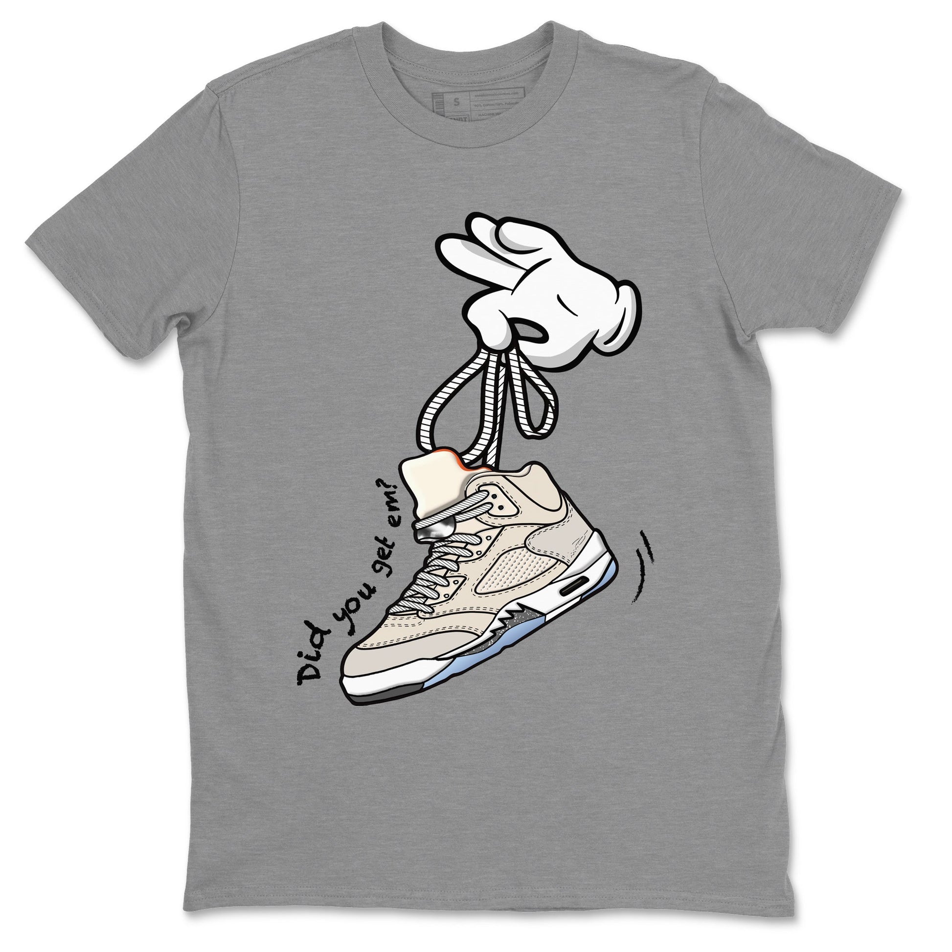 Air Jordan 5 Craft Sneaker Match Tees Cartoon Hands Sneaker Tees Air Jordan 5 Retro Craft Tees Unisex Shirts Heather Grey 2