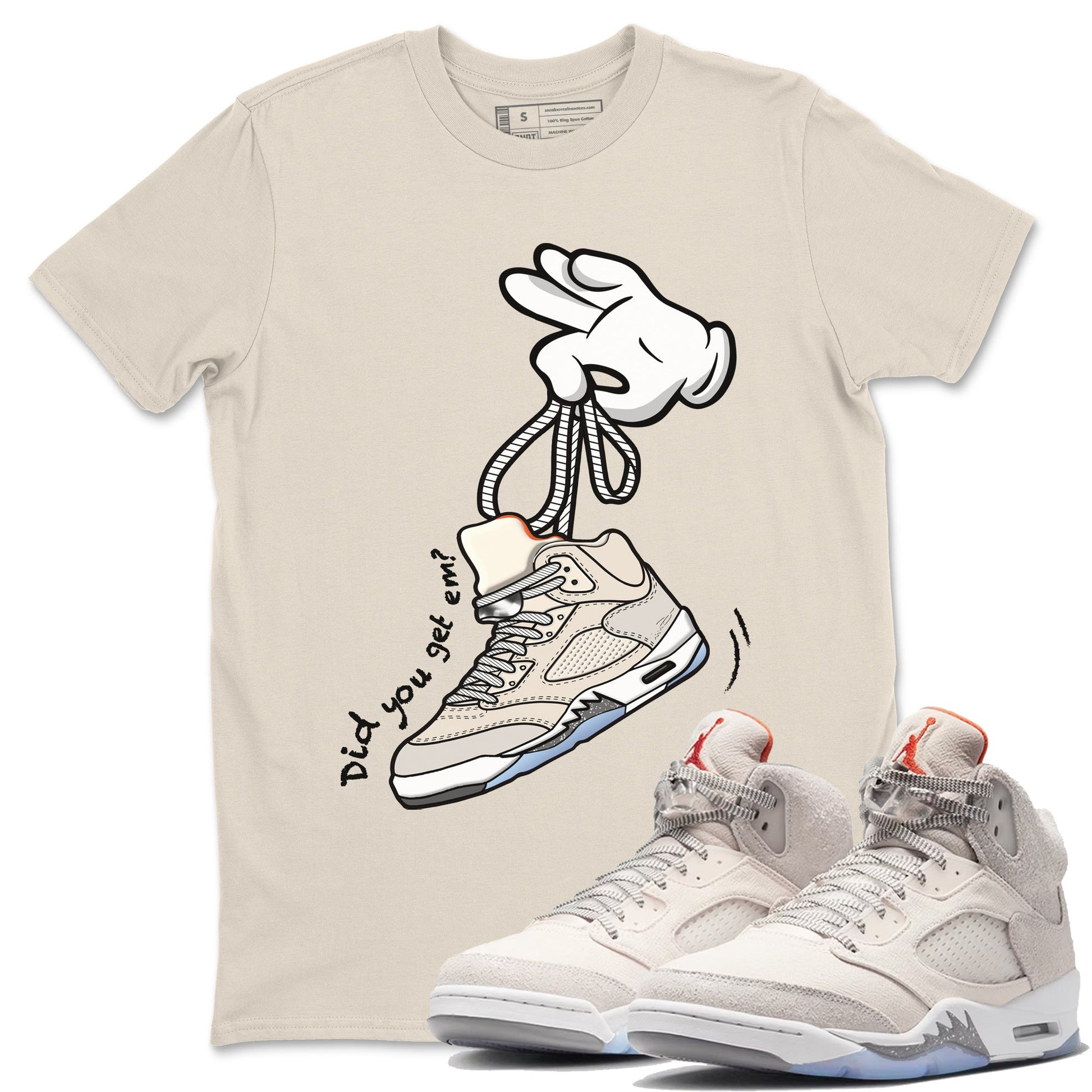 Air Jordan 5 Craft Sneaker Match Tees Cartoon Hands Sneaker Tees Air Jordan 5 Retro Craft Tees Unisex Shirts Natural 1