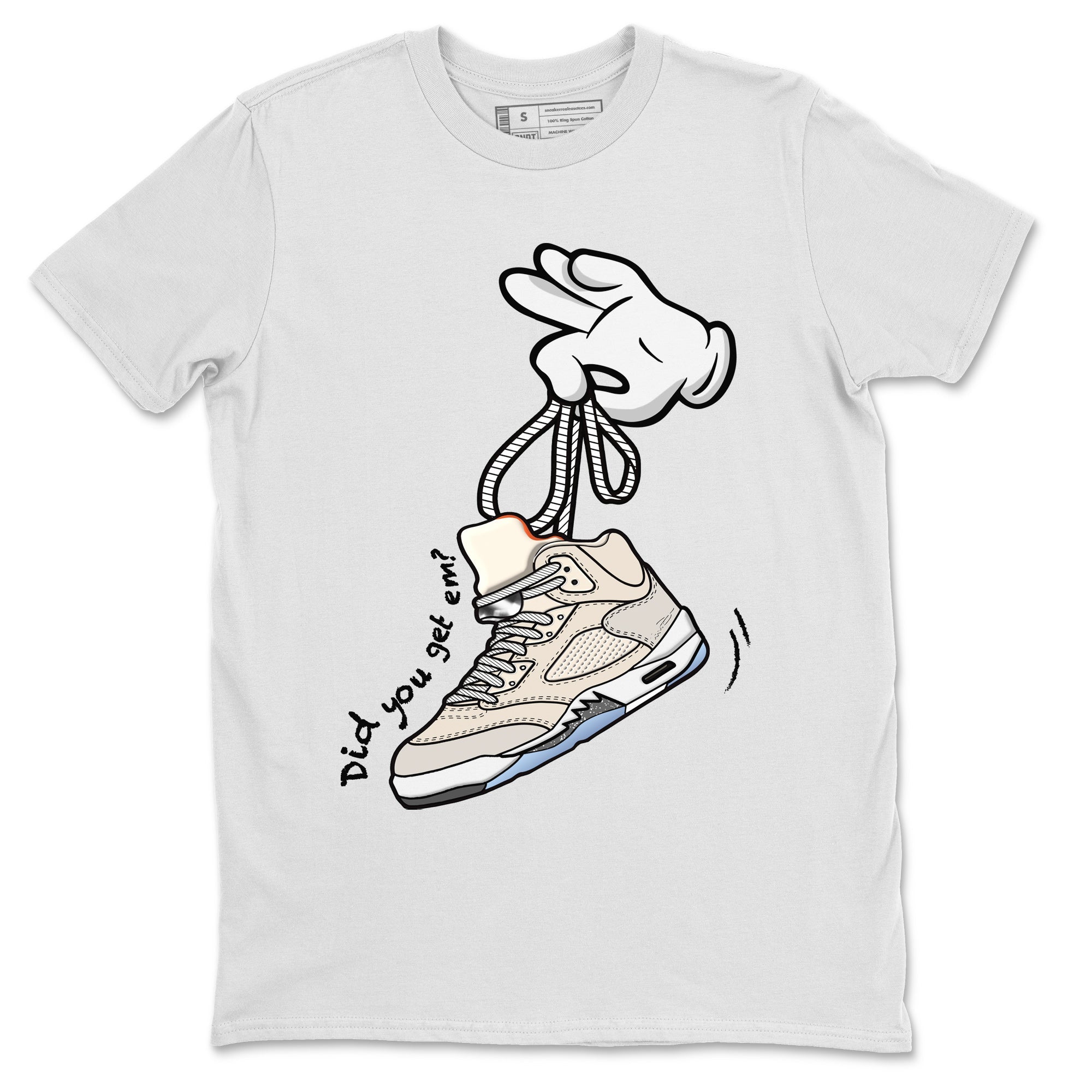 Air Jordan 5 Craft Sneaker Match Tees Cartoon Hands Sneaker Tees Air Jordan 5 Retro Craft Tees Unisex Shirts White 2