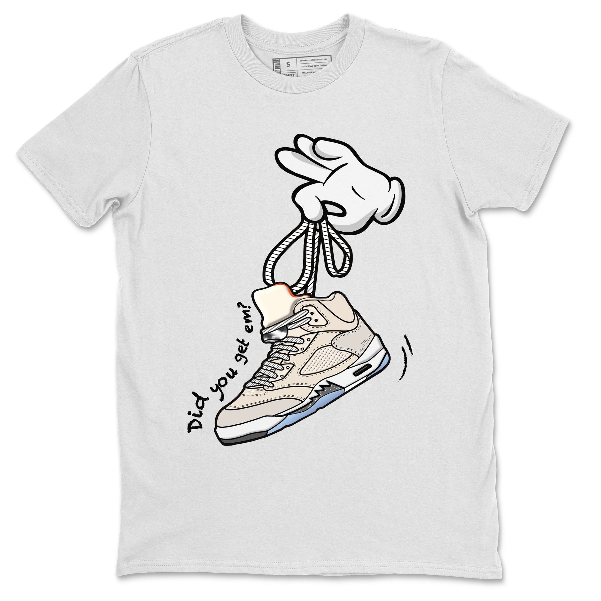 Air Jordan 5 Craft Sneaker Match Tees Cartoon Hands Sneaker Tees Air Jordan 5 Retro Craft Tees Unisex Shirts White 2