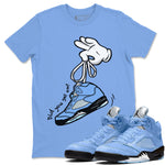 Air Jordan 5 UNC Cartoon Hands Crew Neck Sneaker Tees Air Jordan 5 Retro UNC Sneaker T-Shirts Washing and Care Tip