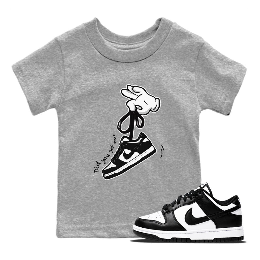 Dunk Black White Panda shirt to match jordans Cartoon Hands sneaker tees Dunk Panda SNRT Sneaker Release Tees Baby Toddler Heather Grey 1 T-Shirt