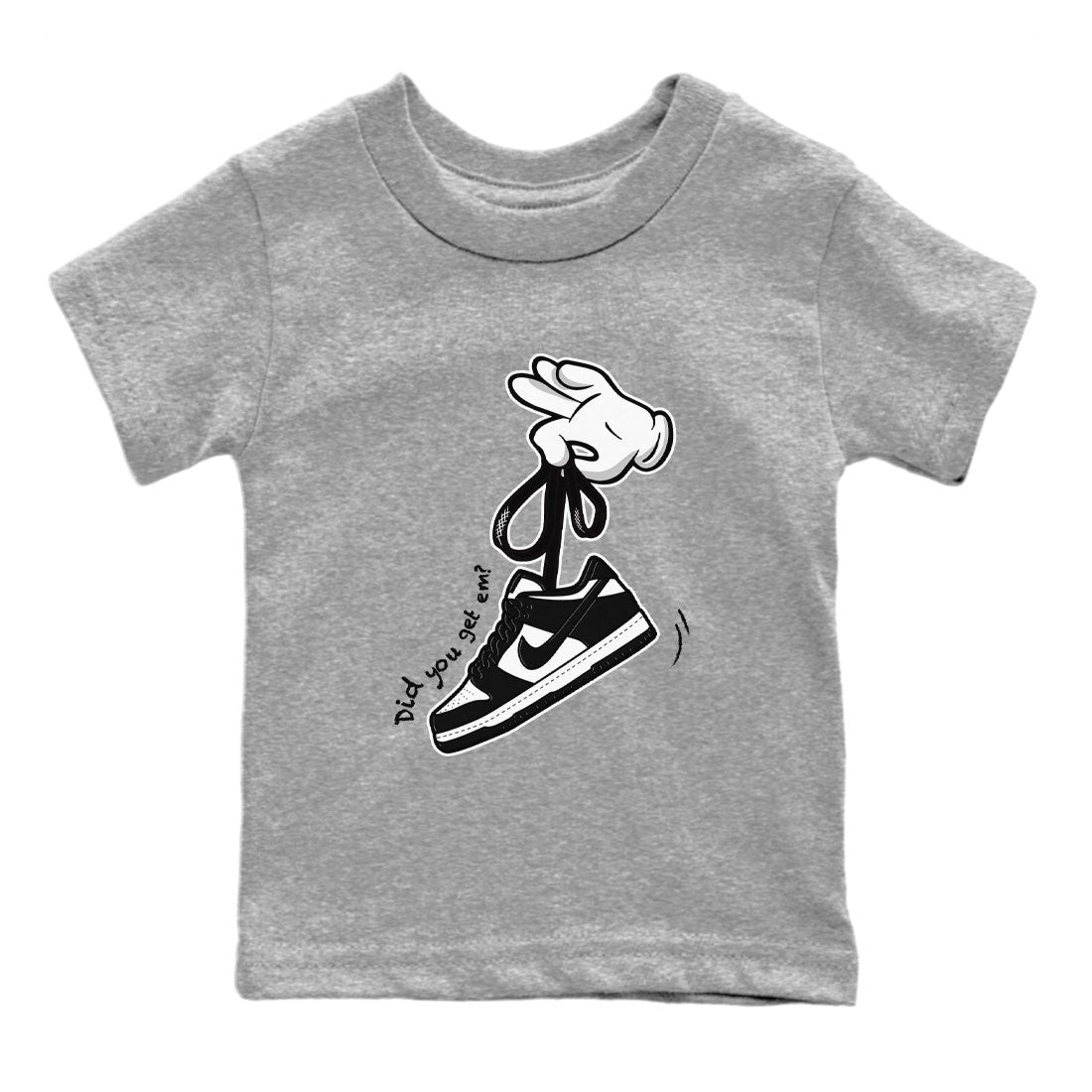 Dunk Black White Panda shirt to match jordans Cartoon Hands sneaker tees Dunk Panda SNRT Sneaker Release Tees Baby Toddler Heather Grey 2 T-Shirt