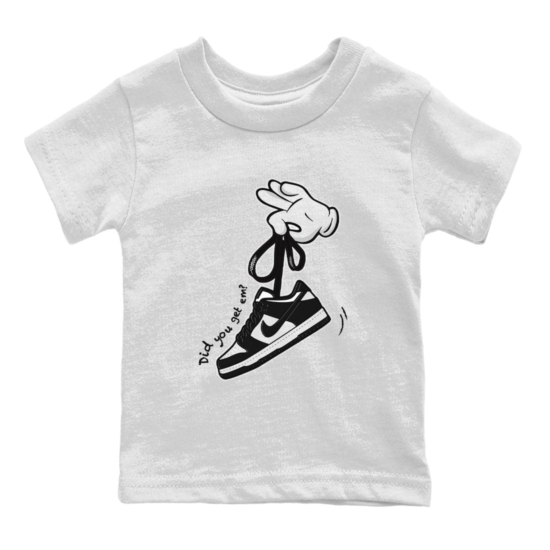 Dunk Black White Panda shirt to match jordans Cartoon Hands sneaker tees Dunk Panda SNRT Sneaker Release Tees Baby Toddler White 2 T-Shirt