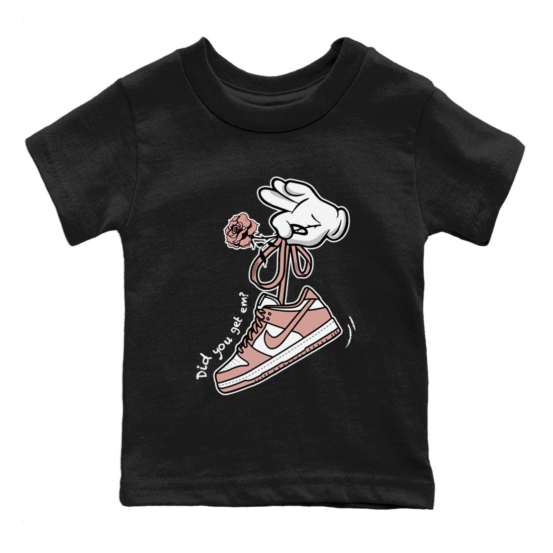 Dunk Low WMNS Rose Whisper shirt to match jordans Cartoon Hands sneaker tees Dunk Rose Whisper SNRT Sneaker Release Tees Baby Toddler Kids Black 2 T-Shirt