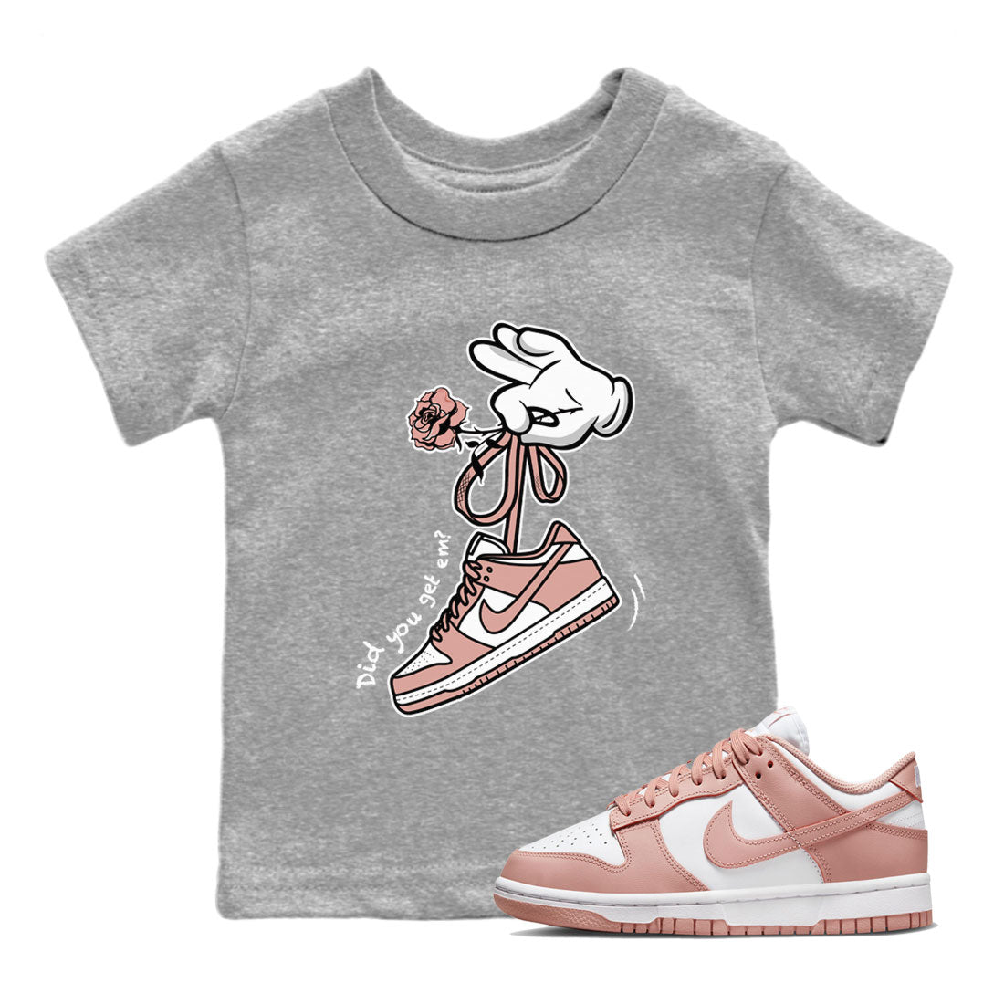 Dunk Low WMNS Rose Whisper shirt to match jordans Cartoon Hands sneaker tees Dunk Rose Whisper SNRT Sneaker Release Tees Baby Toddler Kids Heather Grey 1 T-Shirt