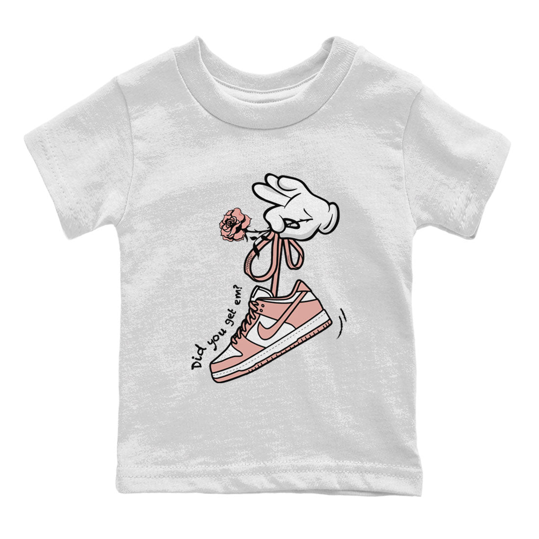 Dunk Low WMNS Rose Whisper shirt to match jordans Cartoon Hands sneaker tees Dunk Rose Whisper SNRT Sneaker Release Tees Baby Toddler Kids White 2 T-Shirt