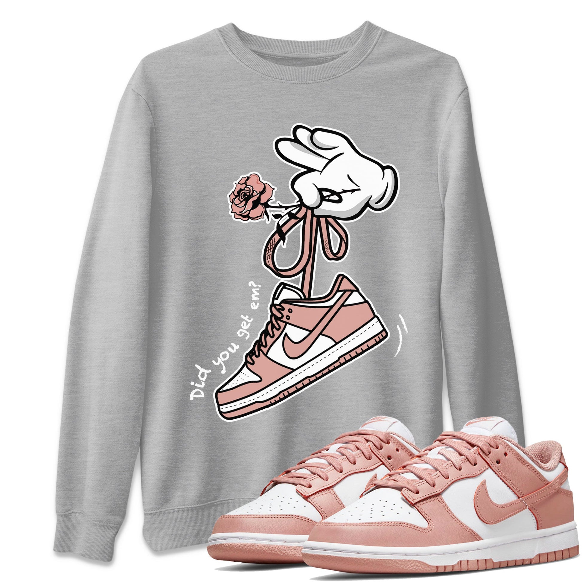 Dunk Low WMNS Rose Whisper shirt to match jordans Cartoon Hands sneaker tees Dunk Rose Whisper SNRT Sneaker Release Tees Casual Unisex shirts Heather Grey 1 T-Shirt