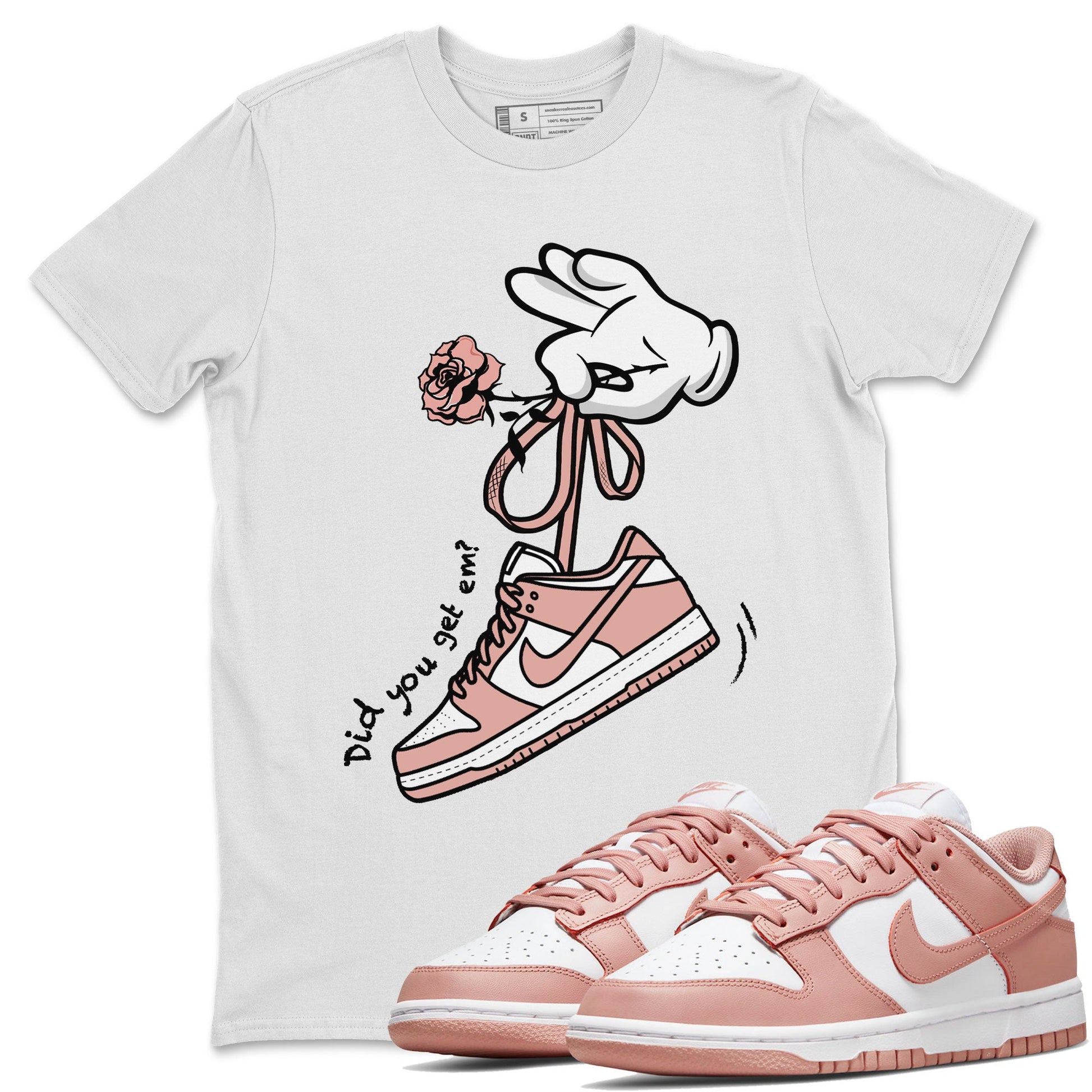 Dunk Low WMNS Rose Whisper shirt to match jordans Cartoon Hands sneaker tees Dunk Rose Whisper SNRT Sneaker Release Tees Casual Unisex shirts White 1 T-Shirt