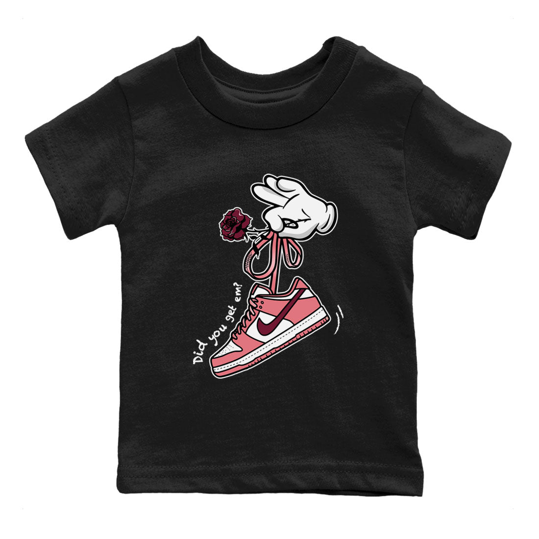 Dunks Valentines Day shirt to match jordans Cartoon Hands sneaker tees Dunks Valentine's Day SNRT sneaker release tees baby toddler Black 2 cotton Shirt