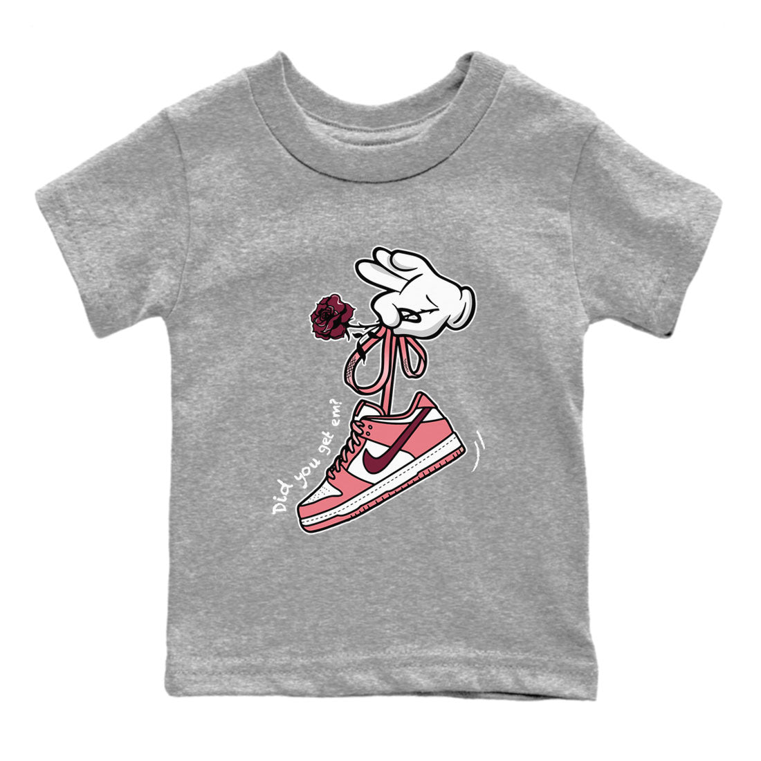 Dunks Valentines Day shirt to match jordans Cartoon Hands sneaker tees Dunks Valentine's Day SNRT sneaker release tees baby toddler Heather Grey 2 cotton Shirt