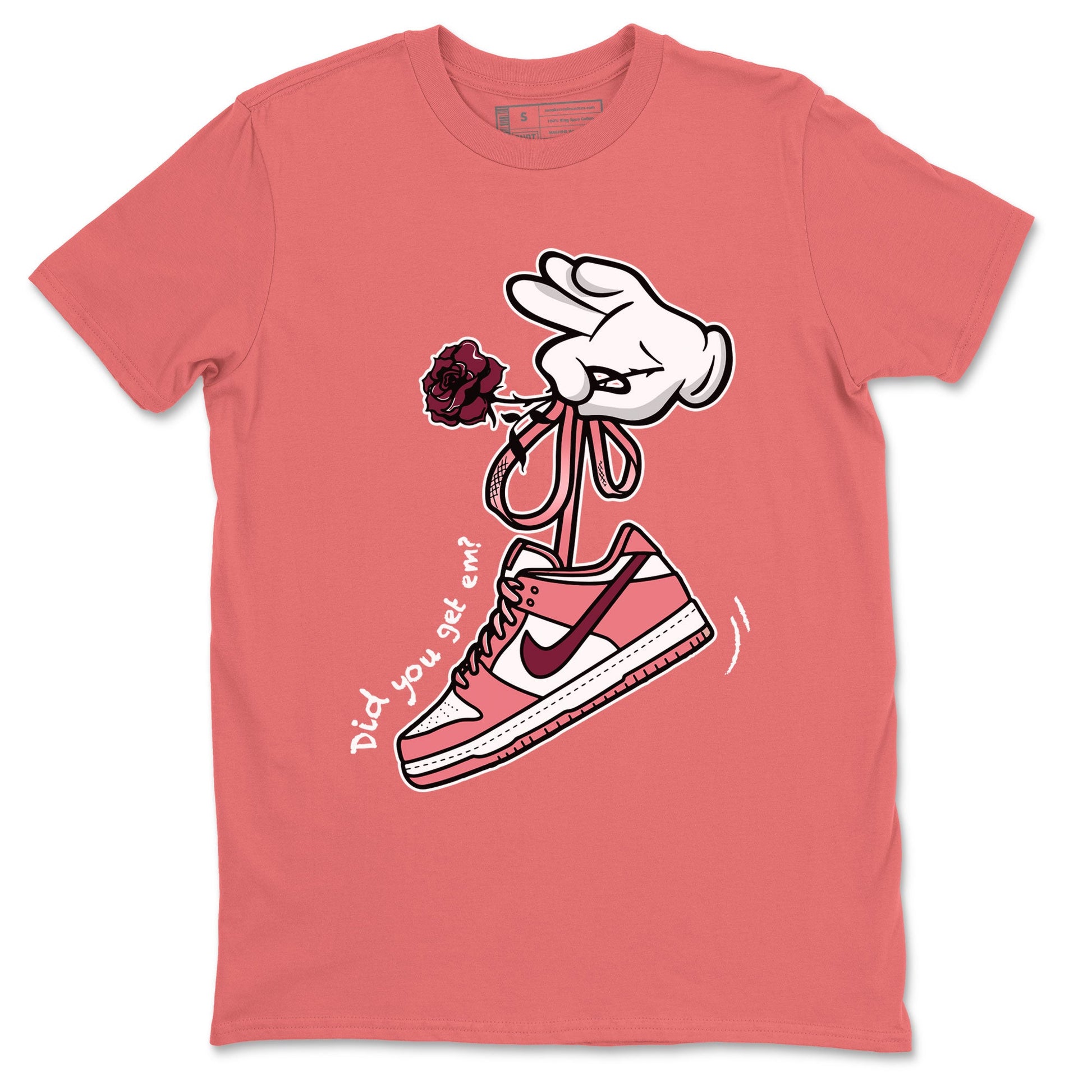 Dunks Valentines Day shirt to match jordans Cartoon Hands sneaker tees Dunks Valentine's Day SNRT sneaker Release Tees unisex cotton Coral 2 crew neck shirt