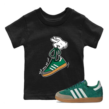 Adidas Samba Collegiate Green Gum shirt to match jordans Cartoon Hands sneaker tees Samba Collegiate Green Gum SNRT Sneaker Release Tees Baby Toddler Black 1 T-Shirt