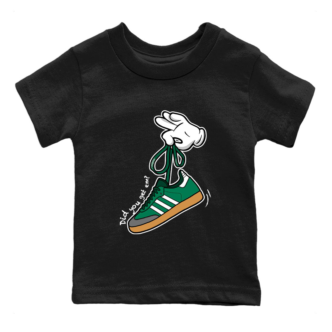 Adidas Samba Collegiate Green Gum shirt to match jordans Cartoon Hands sneaker tees Samba Collegiate Green Gum SNRT Sneaker Release Tees Baby Toddler Black 2 T-Shirt