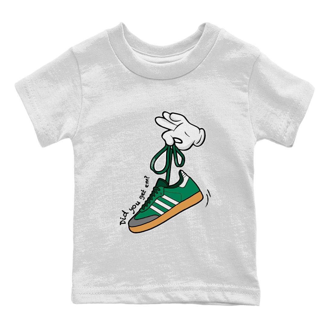 Adidas Samba Collegiate Green Gum shirt to match jordans Cartoon Hands sneaker tees Samba Collegiate Green Gum SNRT Sneaker Release Tees Baby Toddler White 2 T-Shirt