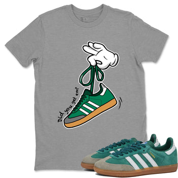 Adidas Samba Collegiate Green Gum shirt to match jordans Cartoon Hands sneaker tees Samba Collegiate Green Gum SNRT Sneaker Release Tees Unisex Heather Grey 1 T-Shirt