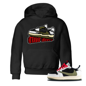 Jordan 1 Travis Scott Olive Sneaker Match Tees Cartoon Shoes Sneaker Tees Jordan 1 Travis Scott Olive Sneaker Release Tees Kids Shirts