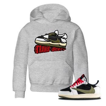 Jordan 1 Travis Scott Olive Sneaker Match Tees Cartoon Shoes Sneaker Tees Jordan 1 Travis Scott Olive Sneaker Release Tees Kids Shirts