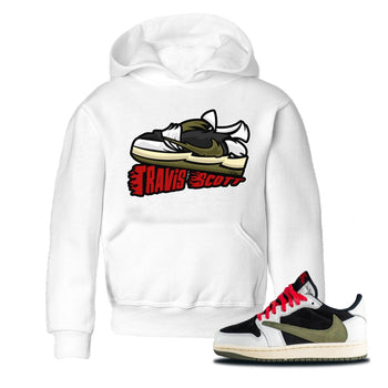 Jordan 1 Travis Scott Olive Sneaker Match Tees Cartoon Shoes Sneaker Tees Jordan 1 Travis Scott Olive Sneaker Release Tees Kids Shirts