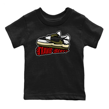 Jordan 1 Travis Scott Olive Sneaker Match Tees Cartoon Shoes Sneaker Tees Jordan 1 Travis Scott Olive Sneaker Release Tees Kids Shirts