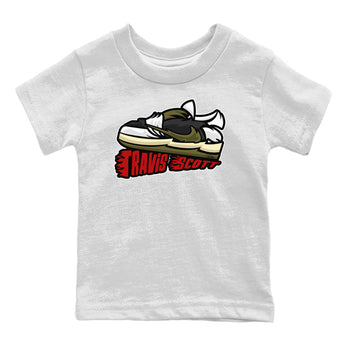 Jordan 1 Travis Scott Olive Sneaker Match Tees Cartoon Shoes Sneaker Tees Jordan 1 Travis Scott Olive Sneaker Release Tees Kids Shirts