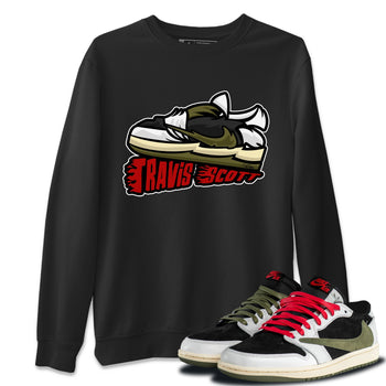 Jordan 1 Travis Scott Olive Sneaker Match Tees Cartoon Shoes Sneaker Tees Jordan 1 Travis Scott Olive Sneaker Release Tees Unisex Shirts
