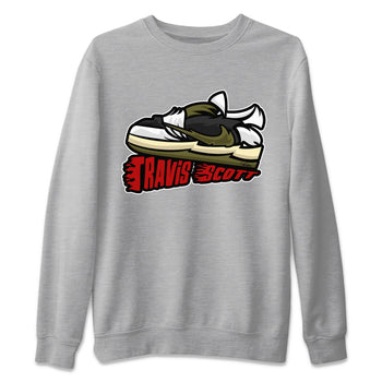 Jordan 1 Travis Scott Olive Sneaker Match Tees Cartoon Shoes Sneaker Tees Jordan 1 Travis Scott Olive Sneaker Release Tees Unisex Shirts