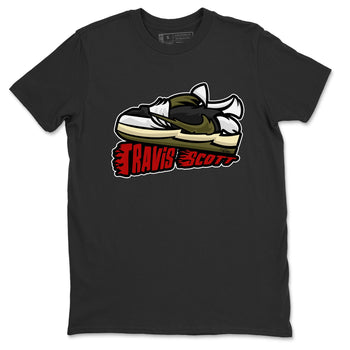 Jordan 1 Travis Scott Olive Sneaker Match Tees Cartoon Shoes Sneaker Tees Jordan 1 Travis Scott Olive Sneaker Release Tees Unisex Shirts
