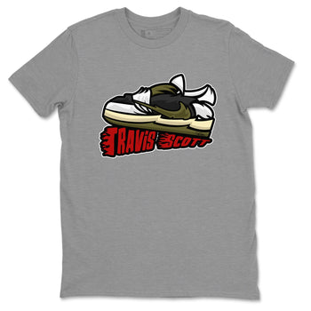 Jordan 1 Travis Scott Olive Sneaker Match Tees Cartoon Shoes Sneaker Tees Jordan 1 Travis Scott Olive Sneaker Release Tees Unisex Shirts