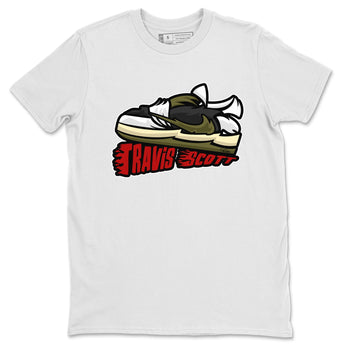 Jordan 1 Travis Scott Olive Sneaker Match Tees Cartoon Shoes Sneaker Tees Jordan 1 Travis Scott Olive Sneaker Release Tees Unisex Shirts