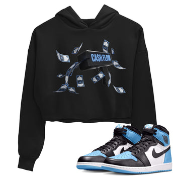 Air Jordan 1 Retro High OG UNC Toe Shirt to match Jordans Cash Flow Sneaker Tees 1s UNC Toe SNRT Sneaker Release Tees Crop T-Shirts Black 1