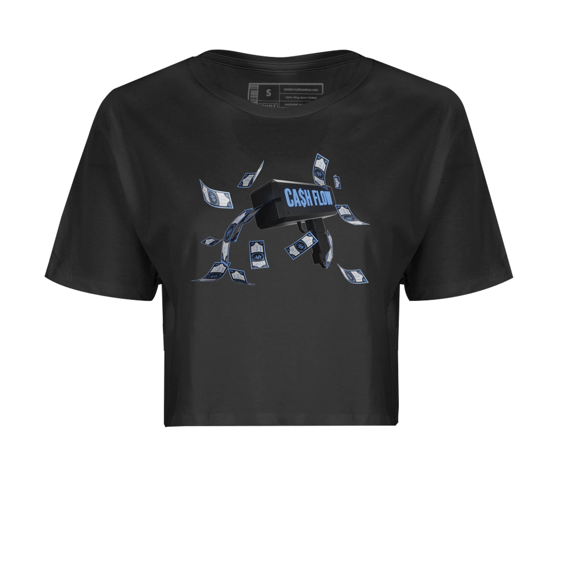 Air Jordan 1 Retro High OG UNC Toe Shirt to match Jordans Cash Flow Sneaker Tees 1s UNC Toe SNRT Sneaker Release Tees Crop T-Shirts Black 2