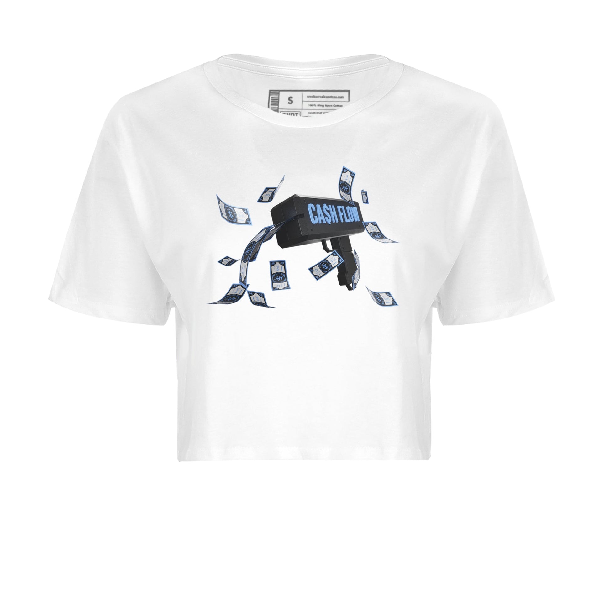 Air Jordan 1 Retro High OG UNC Toe Shirt to match Jordans Cash Flow Sneaker Tees 1s UNC Toe SNRT Sneaker Release Tees Crop T-Shirts White 2