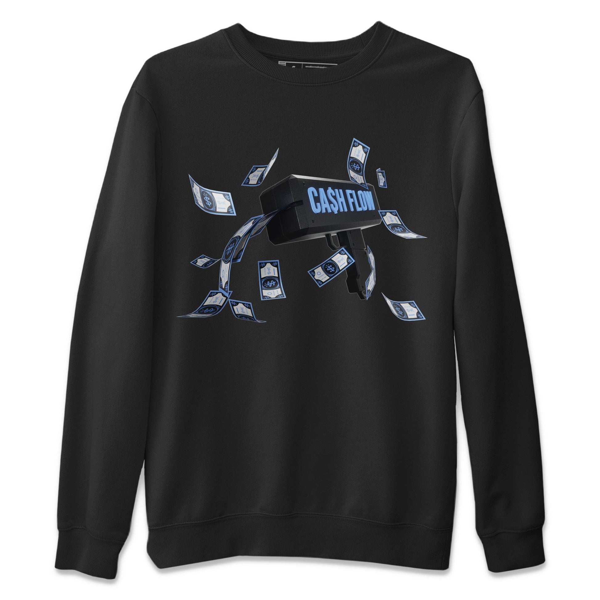 Air Jordan 1 Retro High OG UNC Toe Shirt to match Jordans Cash Flow Sneaker Tees 1s UNC Toe SNRT Sneaker Release Tees Crew Neck T-Shirts Black 2