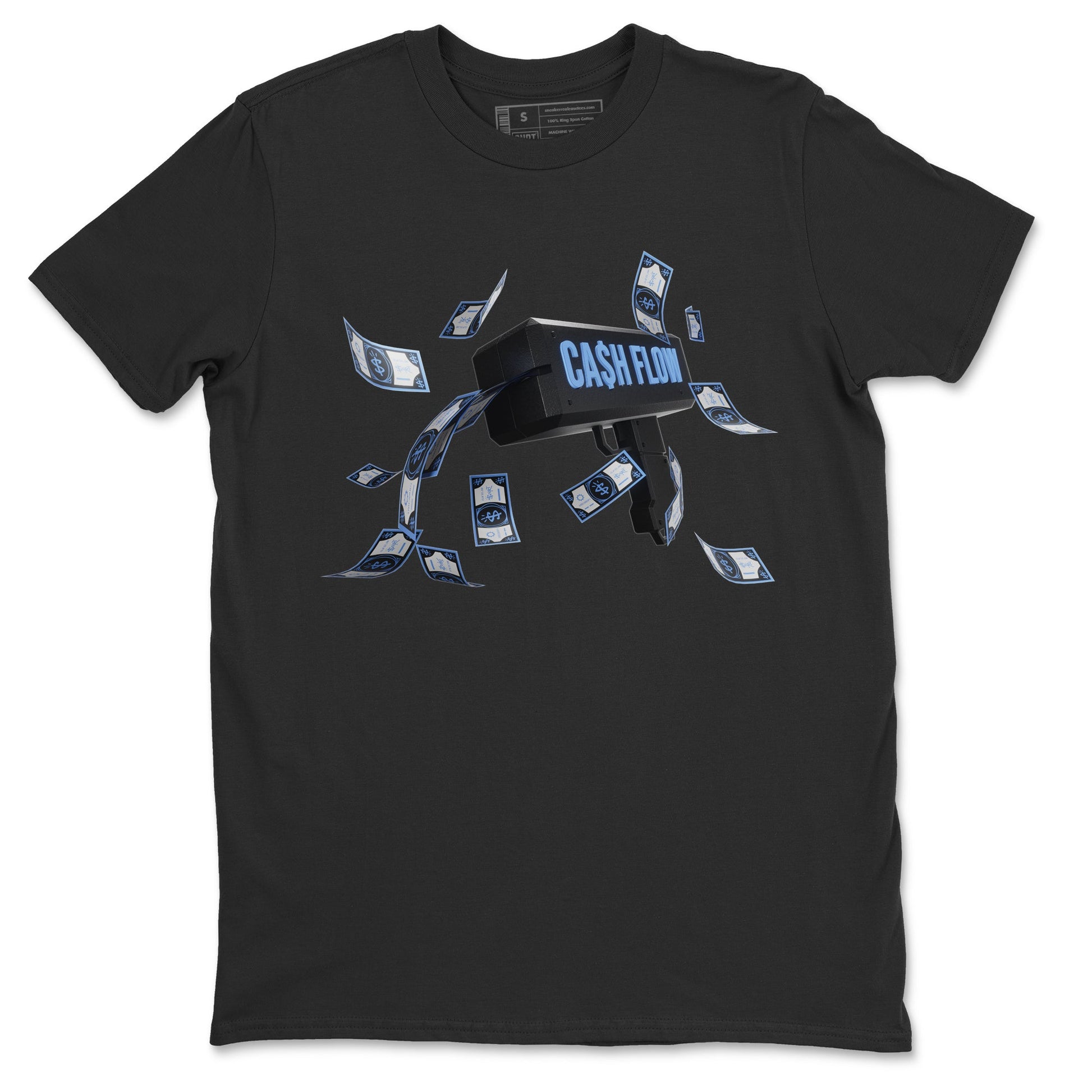 Air Jordan 1 Retro High OG UNC Toe Shirt to match Jordans Cash Flow Sneaker Tees 1s UNC Toe SNRT Sneaker Release Tees Crew Neck T-Shirts Black 2