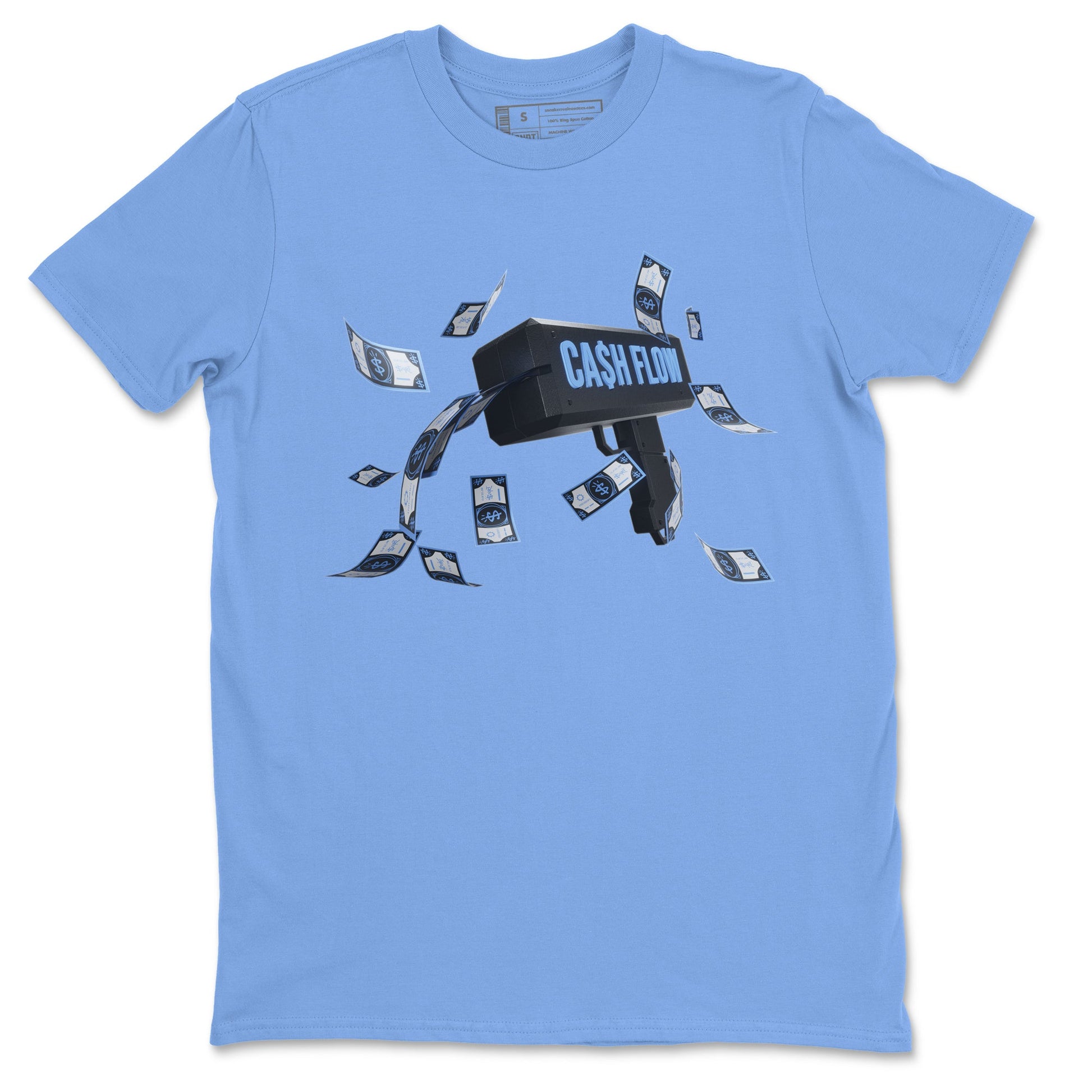 Air Jordan 1 Retro High OG UNC Toe Shirt to match Jordans Cash Flow Sneaker Tees 1s UNC Toe SNRT Sneaker Release Tees Crew Neck T-Shirts Carolina Blue 2