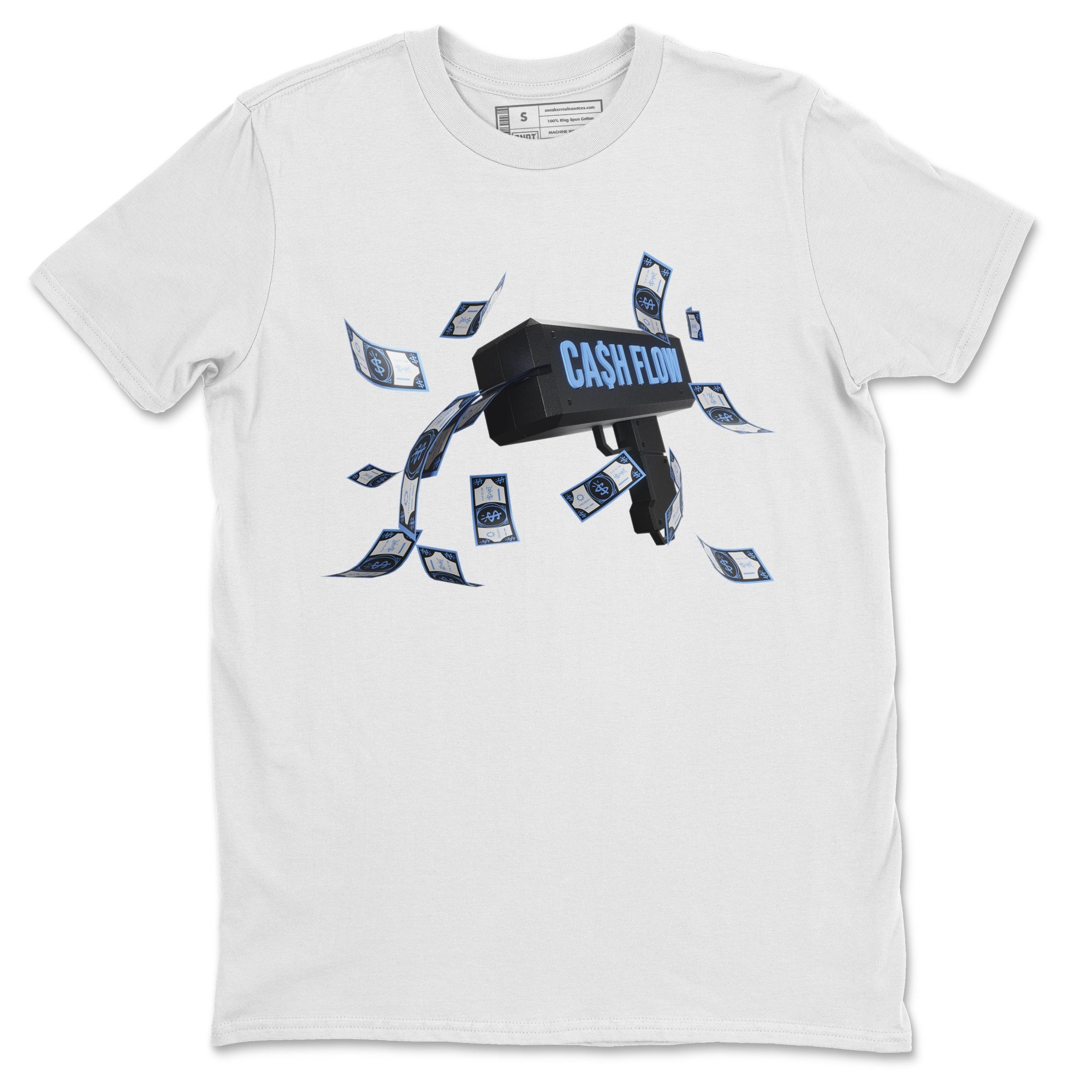 Air Jordan 1 Retro High OG UNC Toe Shirt to match Jordans Cash Flow Sneaker Tees 1s UNC Toe SNRT Sneaker Release Tees Crew Neck T-Shirts White 2
