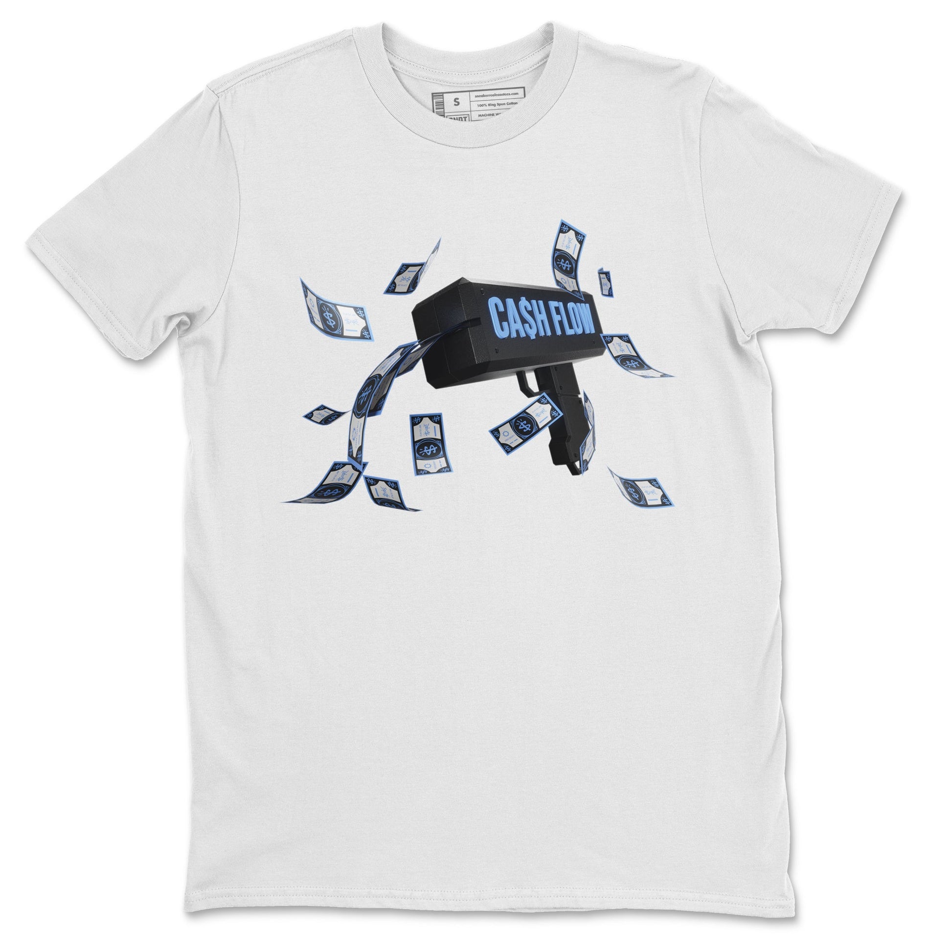 Air Jordan 1 Retro High OG UNC Toe Shirt to match Jordans Cash Flow Sneaker Tees 1s UNC Toe SNRT Sneaker Release Tees Crew Neck T-Shirts White 2