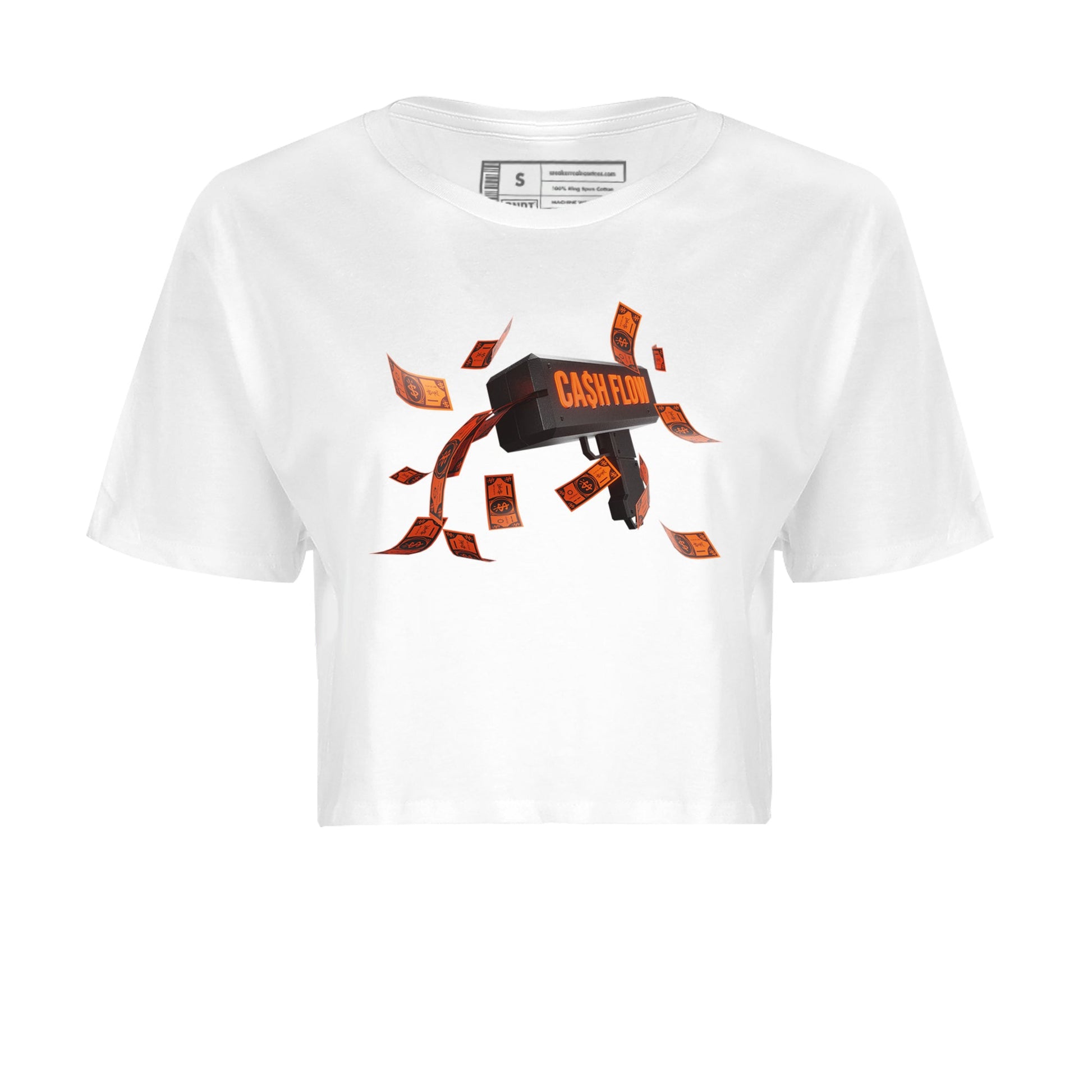 Air Jordan 12 Brilliant Orange Sneaker Match Tees Cash Flow Sneaker Tees AJ12 Brilliant Orange Sneaker Release Tees Women's Shirts White 2