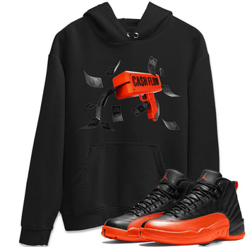 Air Jordan 12 Brilliant Orange Sneaker Match Tees Cash Flow Sneaker Tees AJ12 Brilliant Orange Sneaker Release Tees Unisex Shirts Black 1