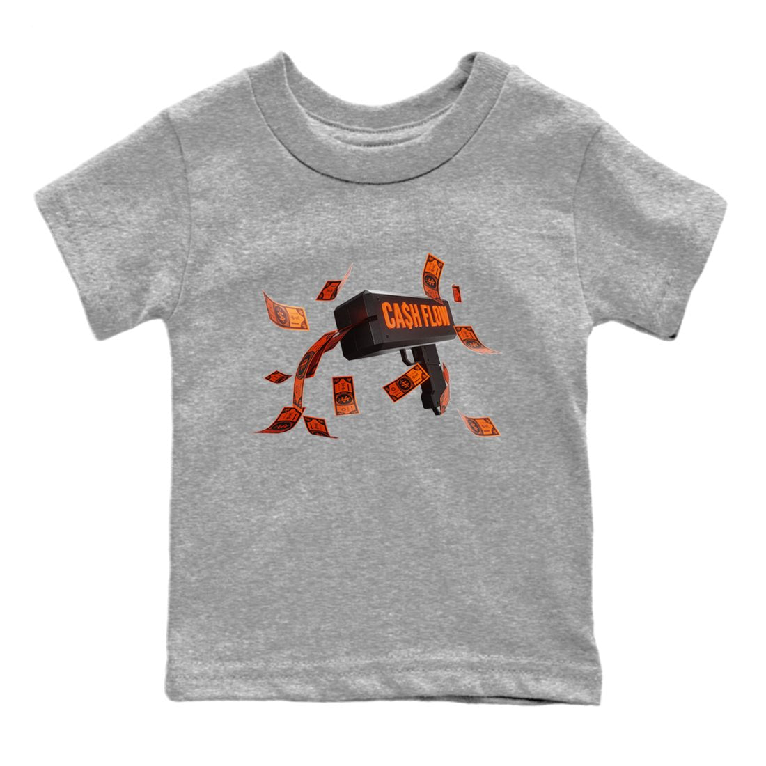 Air Jordan 12 Brilliant Orange Sneaker Match Tees Cash Flow Sneaker Tees AJ12 Brilliant Orange Sneaker Release Tees Kids Shirts Heather Grey 2