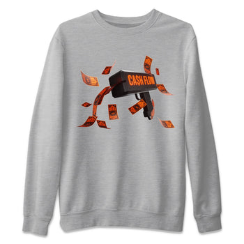 Air Jordan 12 Brilliant Orange Sneaker Match Tees Cash Flow Sneaker Tees AJ12 Brilliant Orange Sneaker Release Tees Unisex Shirts Heather Grey 2