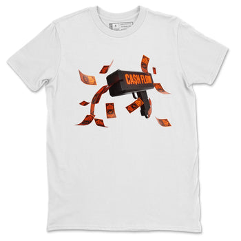 Air Jordan 12 Brilliant Orange Sneaker Match Tees Cash Flow Sneaker Tees AJ12 Brilliant Orange Sneaker Release Tees Unisex Shirts White 2